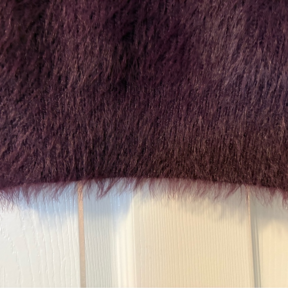 NWT Muse Plum Fuzzy Crewneck Sweater with Rhinestone Accents - Picture 5 of 8